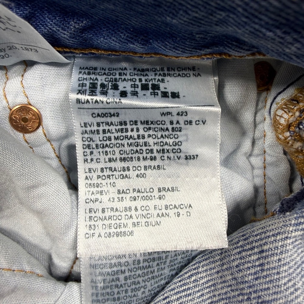 Levis 501 Light Wash Lasso Rope Embroidered Distressed Straight Leg Jeans 26x28 - Picture 10 of 11